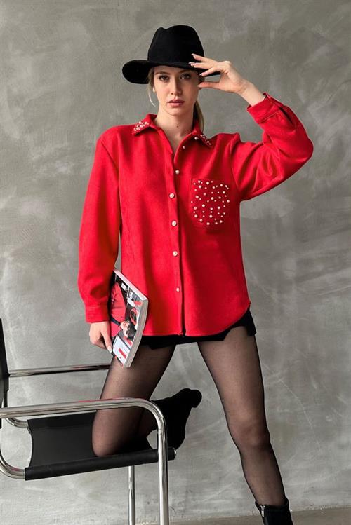 Wholesale Shirt with Pockets - Red