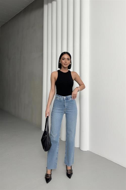 Cep Detaylı Palazzo Kot Pantolon 7073-15-(26-31)