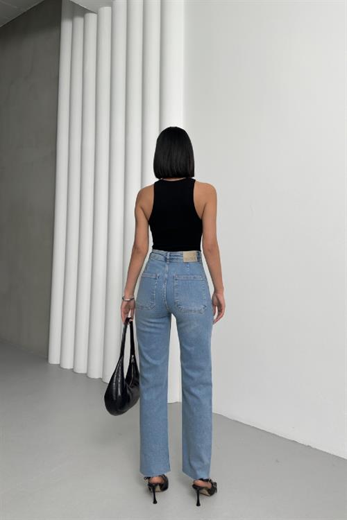 Cep Detaylı Palazzo Kot Pantolon 7073-15-(26-31)