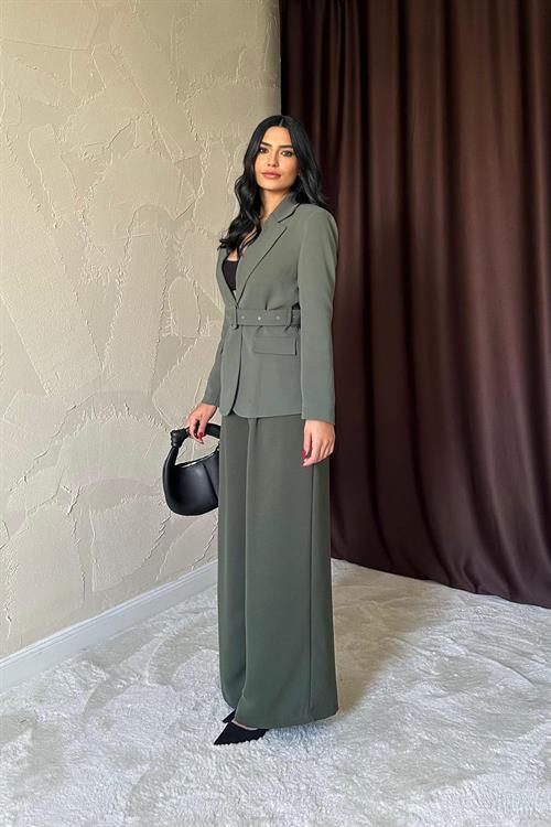 Wholesale Jacket With Pocket Flap And Belt - Khaki