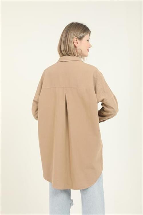 Wholesale Camel Shirt with Flap Pockets