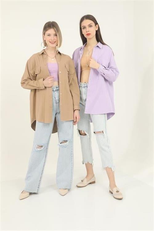 Wholesale Camel Shirt with Flap Pockets