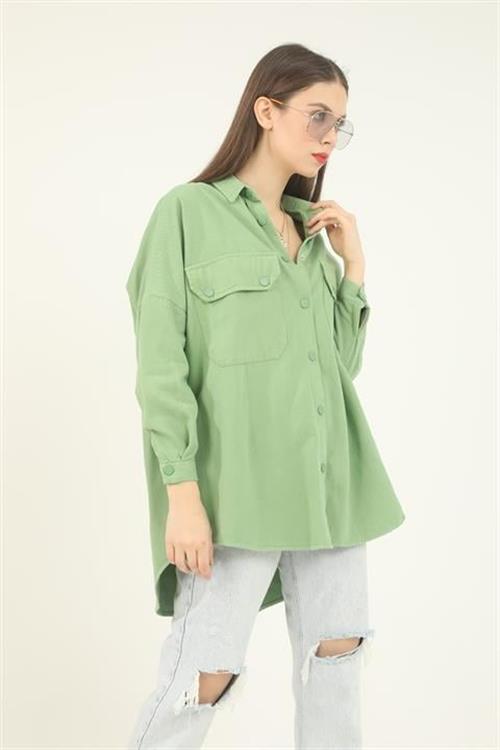 Wholesale Green Shirt with Flap Pockets