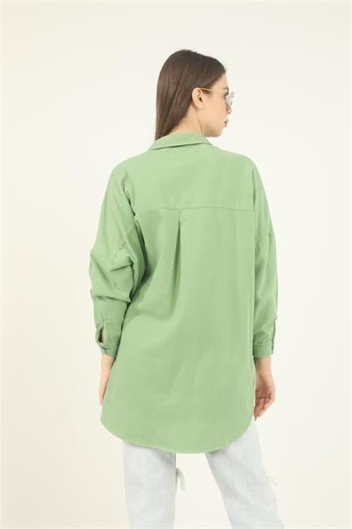 Wholesale Green Shirt with Flap Pockets