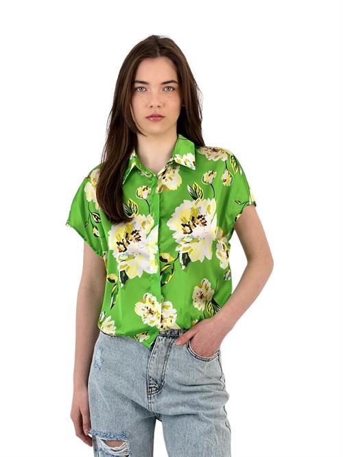 Floral Patterned Short Sleeve Blouse with Tie Detail - Three Color Options