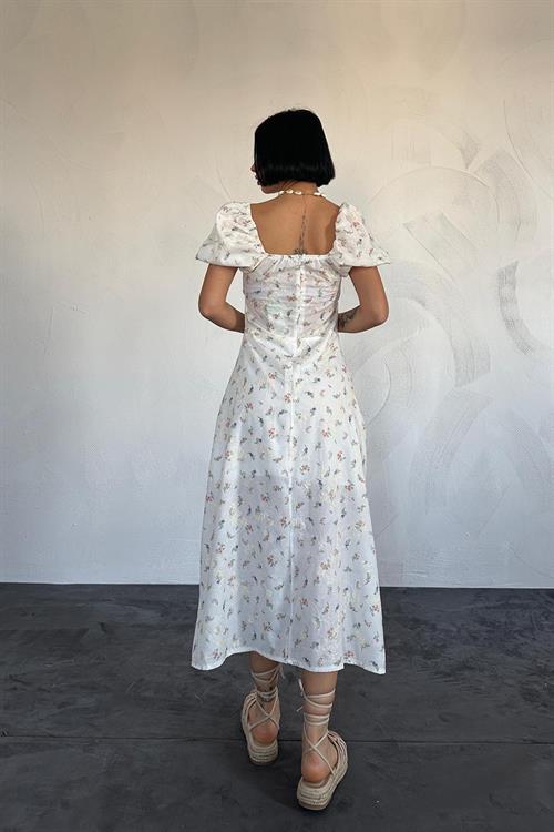 Toptan Lila Çiçekli Yazlık Elbise