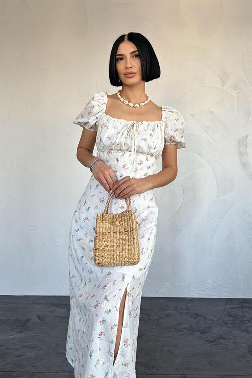 Toptan Lila Çiçekli Yazlık Elbise