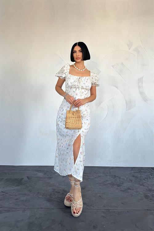 Toptan Lila Çiçekli Yazlık Elbise