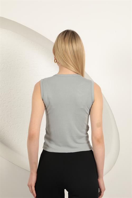 Çilek Viscose Fabric Basic Blouse-Grey