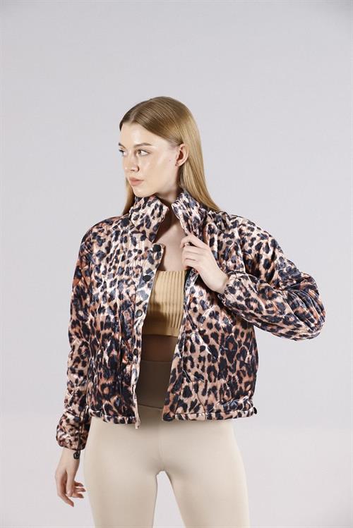 Snap Fastener Judge Collar Wholesale Coat - Leopard