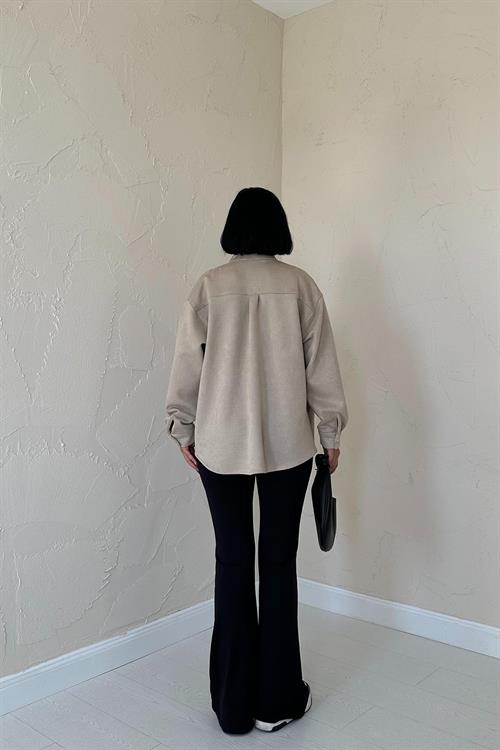 Wholesale Beige Suede Shirt with Studs