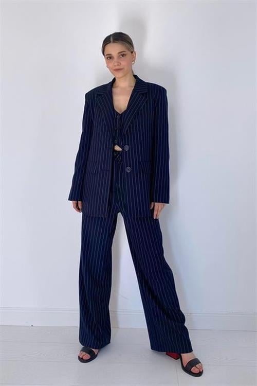 Wholesale Navy Striped Three-Piece Suit