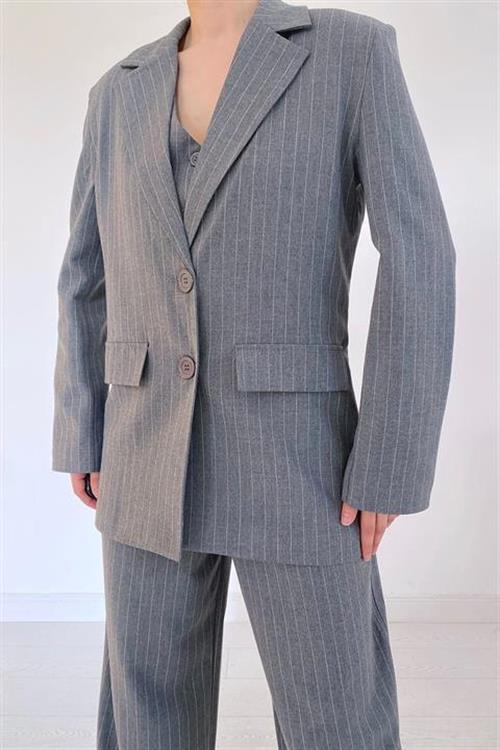 Wholesale Gray Striped Three-Piece Suit