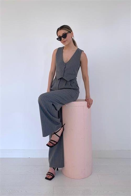 Wholesale Gray Striped Three-Piece Suit