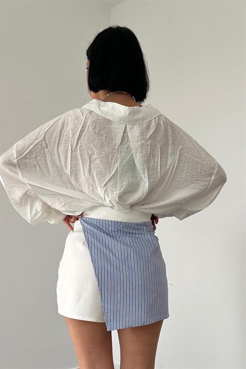 Wholesale Striped Skirt Shorts - White