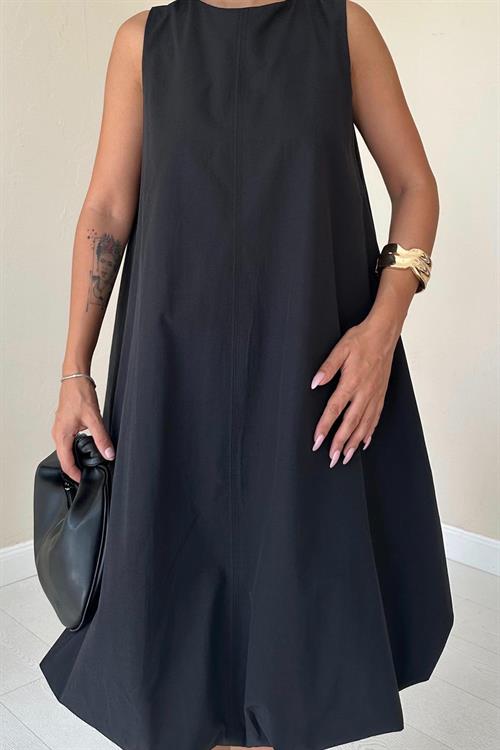 Toptan Siyah Comfort Balon Elbise