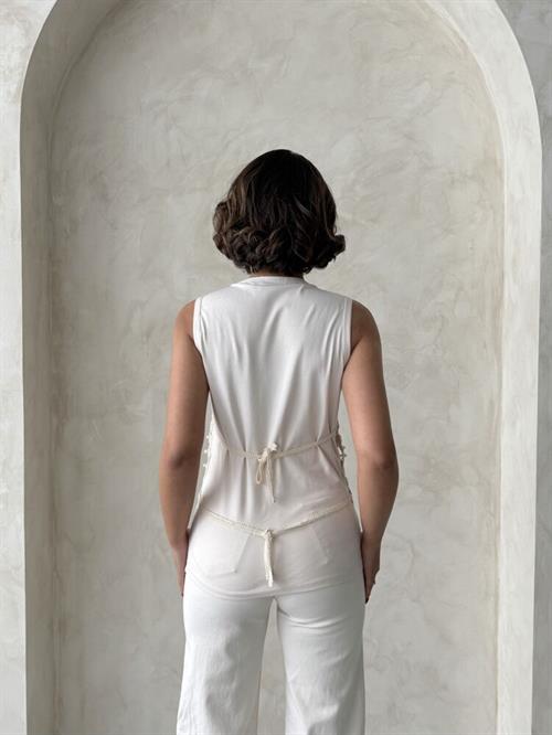 D 2743 PEARL LACE DETAILED RAW T-SHIRT - RAW