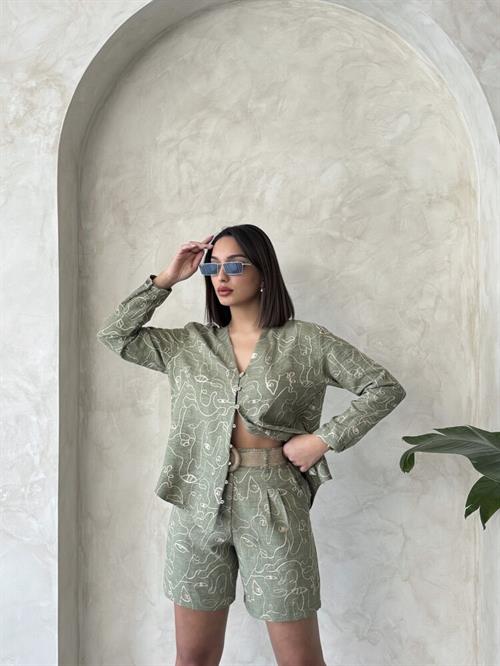 D 2746 EMBROIDERED SHORTS - LIGHT KHAKI