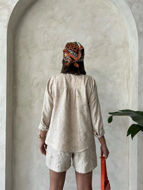 D 2746 EMBROIDERED SHORTS - STONE