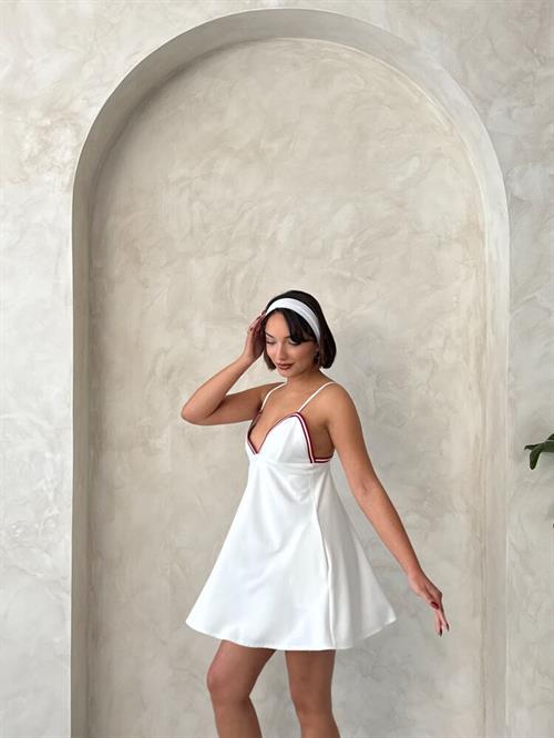 D 2793 ASKILLI ELBİSE - KREM