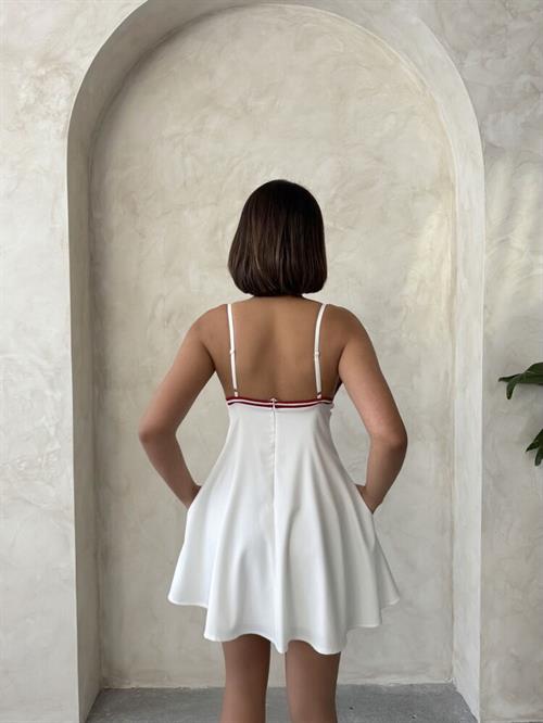 D 2793 ASKILLI ELBİSE - KREM