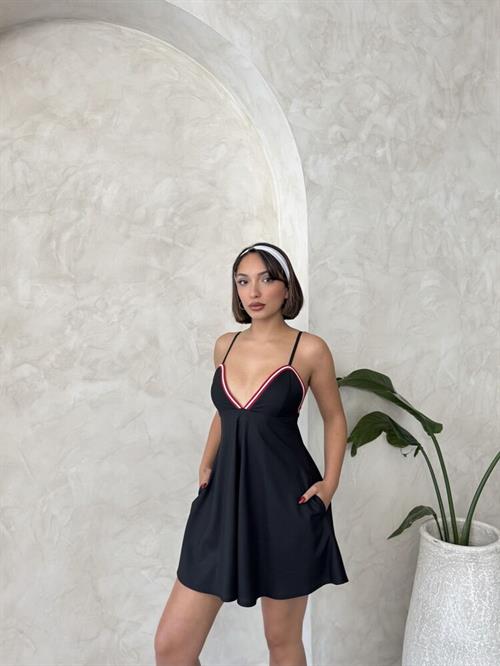 D 2793 ASKILLI ELBİSE - SİYAH