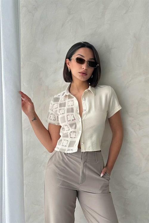 Lace Detailed Shirt - Stone to Stone