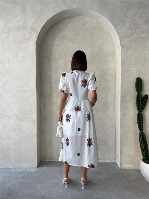 Embroidered Voile Skirt - Cream