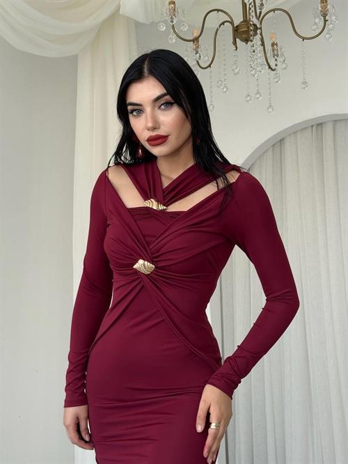 Dande Brooch Detailed Dress