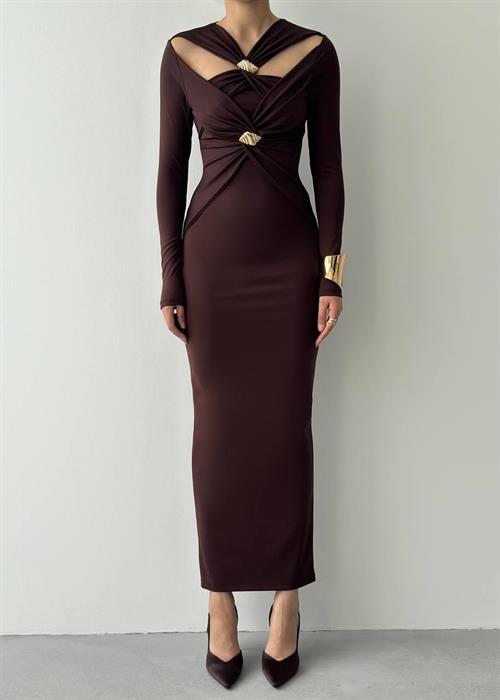 Dande Brooch Detailed Dress