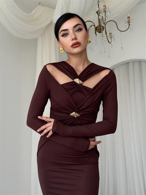 Dande Brooch Detailed Dress