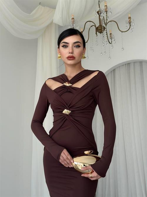 Dande Brooch Detailed Dress