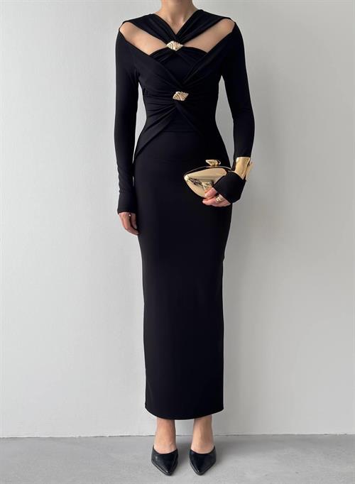 Dande Brooch Detailed Dress