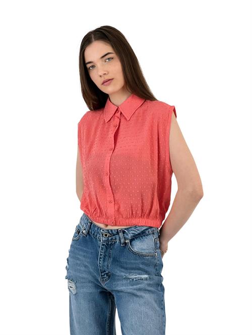 Lace Textured Sleeveless Shirt - Summer Elegance