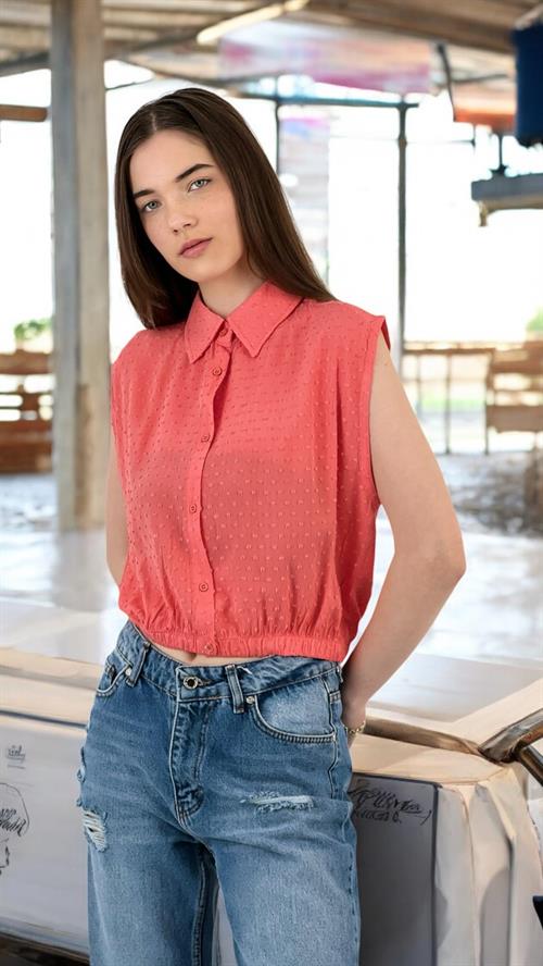 Lace Textured Sleeveless Shirt - Summer Elegance