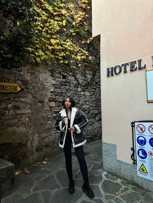 Leather Fur Wholesale Coat - Black Cream