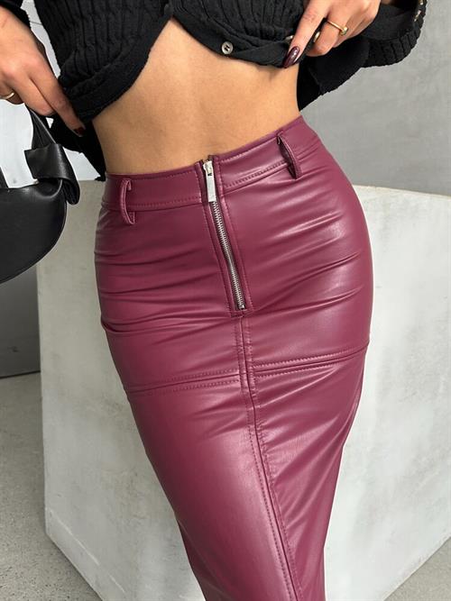Leather Wholesale Skirt - Burgundy