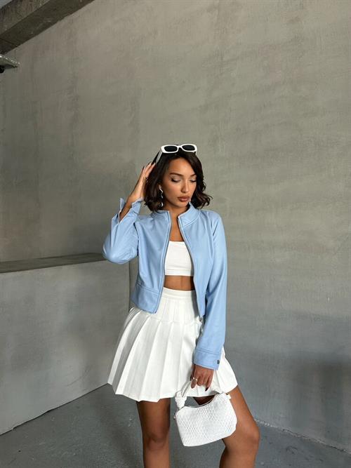 Leather Wholesale Coat - Blue