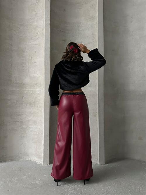 Leather Wholesale Pants - Burgundy Black