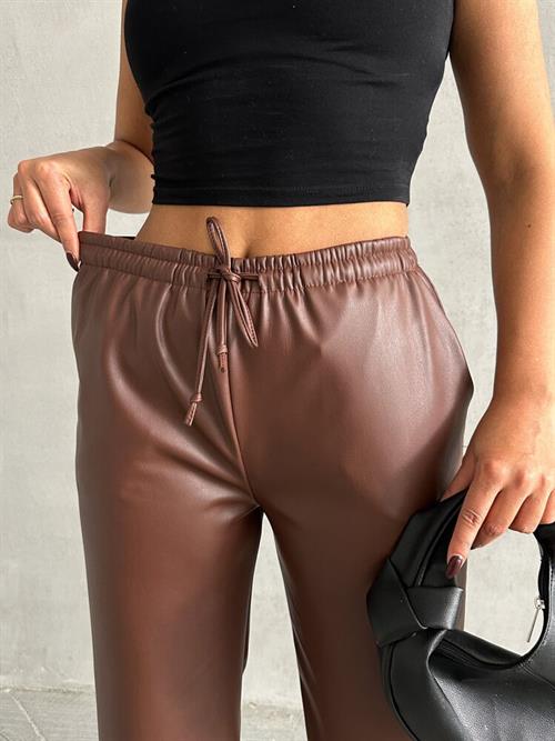 Leather Wholesale Pants - Coffee