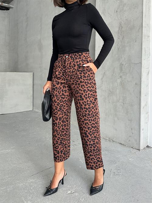 Patterned Wholesale Pants - Kamel Coffee