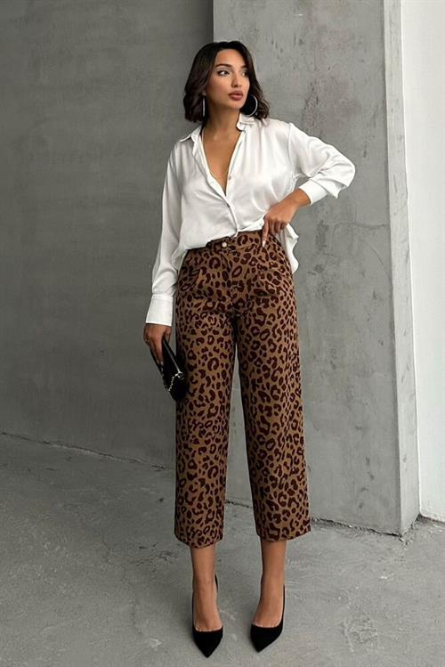 Patterned Wholesale Pants - Kamel Coffee
