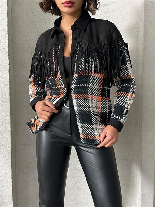 Detailed Wholesale Shirt - Orange Striped