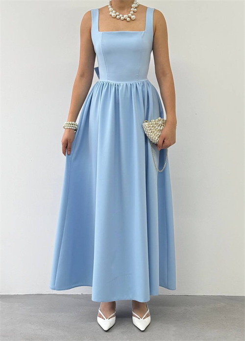 Wholesale Baby Blue Dinas Dress with Bow Detail