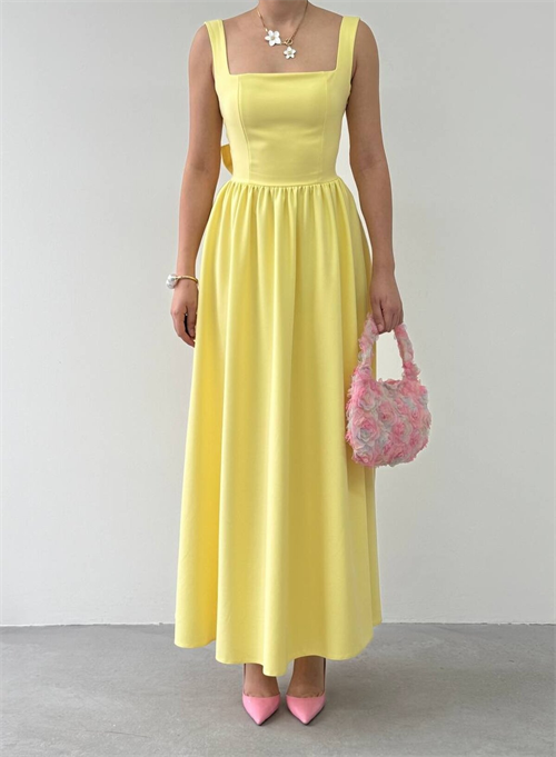Wholesale Yellow Dinas Dress with Bow Detail