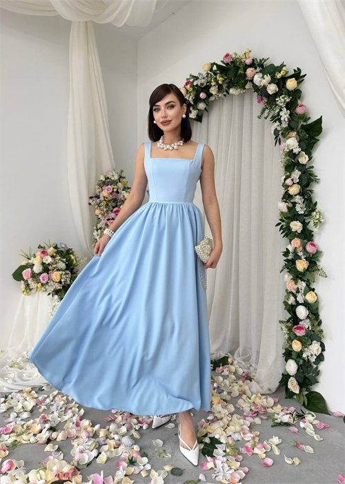Wholesale Baby Blue Dinas Dress with Bow Detail