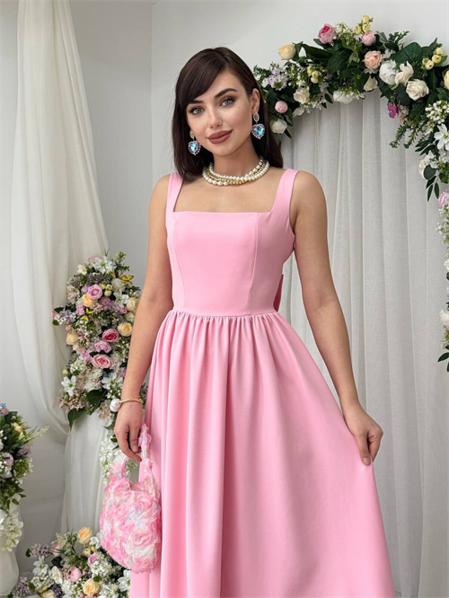 Wholesale Pink Dinas Dress with Bow Detail