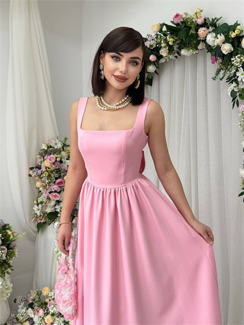 Wholesale Pink Dinas Dress with Bow Detail