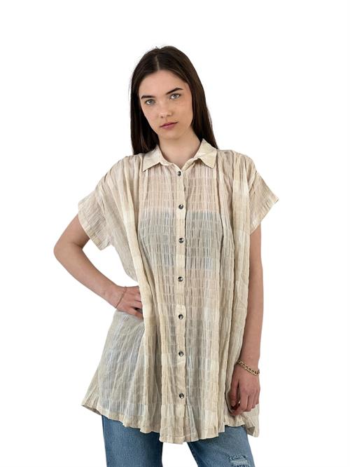 Natural Textured Short Sleeve Shirt