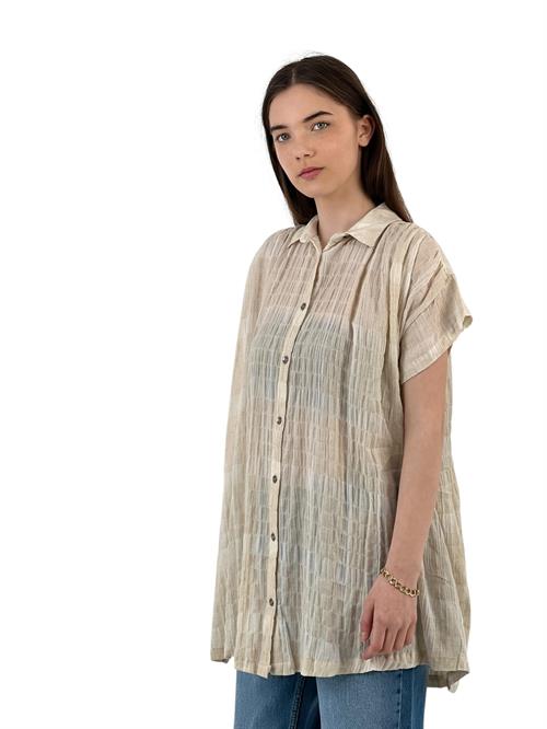 Natural Textured Short Sleeve Shirt